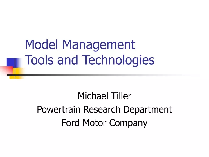 model management tools and technologies