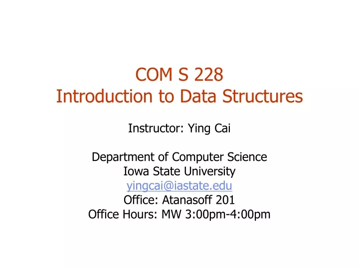 com s 228 introduction to data structures