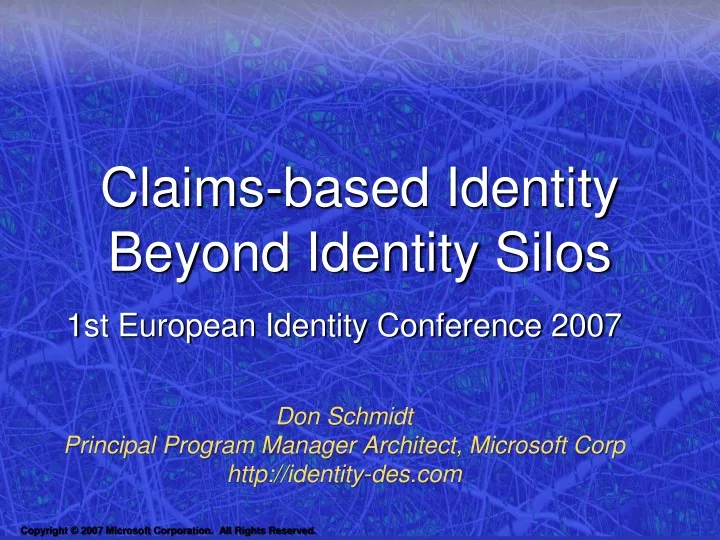 1st european identity conference 2007 don schmidt