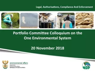 Portfolio Committee  Colloquium on the  One  Environmental System  20 November 2018