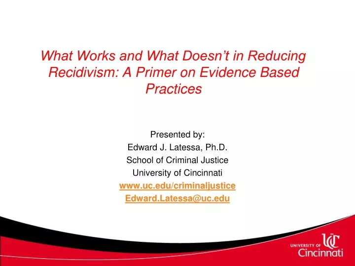 what works and what doesn t in reducing recidivism a primer on evidence based practices
