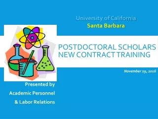 Postdoctoral Scholars New Contract Training