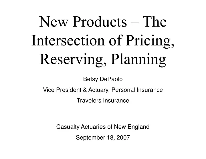 new products the intersection of pricing