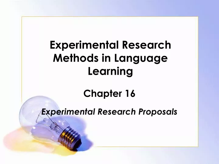 experimental research methods in language learning