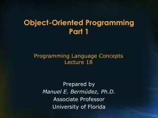 Object-Oriented Programming Part 1