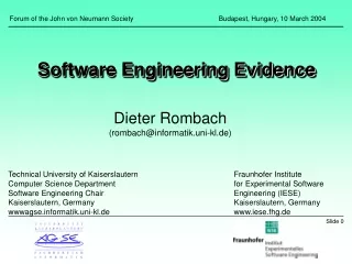 Software Engineering Evidence