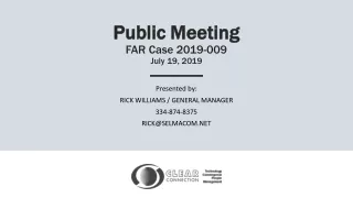 Public Meeting FAR Case  2019-009 July 19, 2019