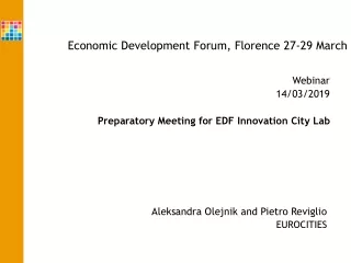 Economic Development Forum, Florence 27-29 March