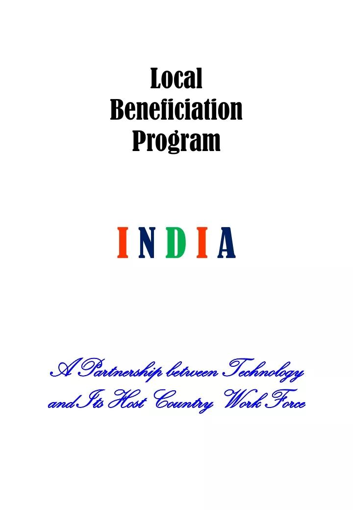 local beneficiation program i n d i a