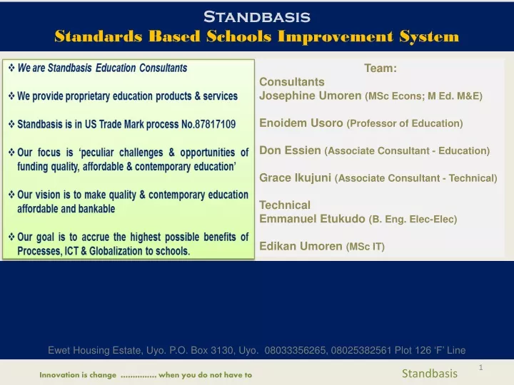 standbasis standards based schools improvement system