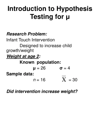 Introduction to Hypothesis Testing for  μ
