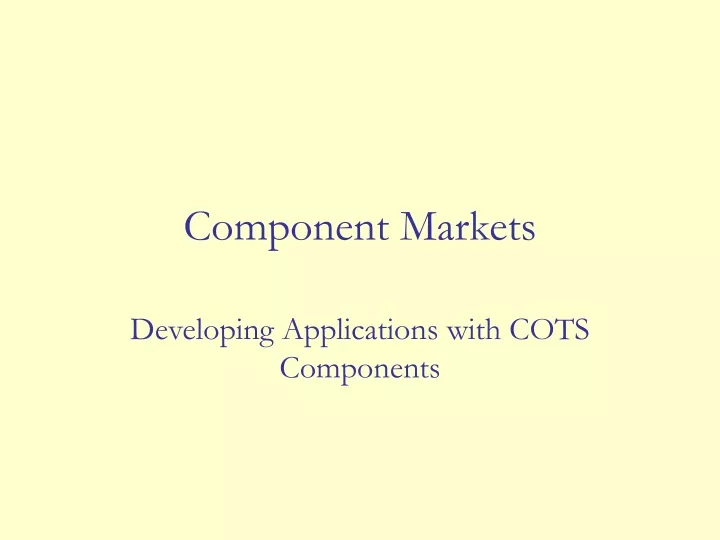 component markets