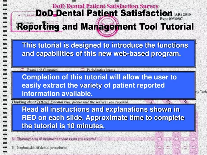 dod dental patient satisfaction reporting