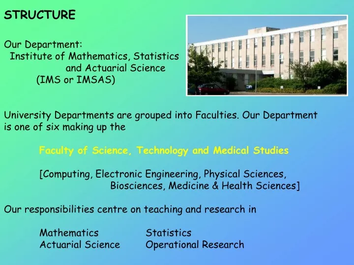 structure our department institute of mathematics
