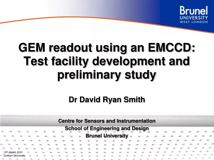 gem readout using an emccd test facility development and preliminary study