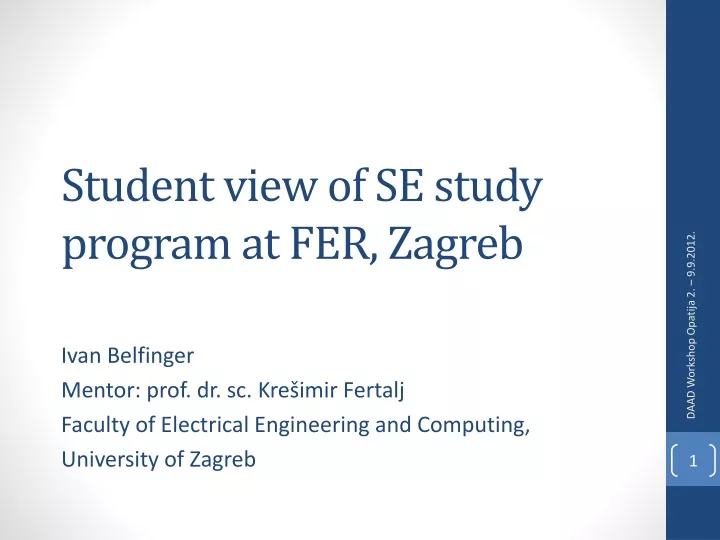 student view of se study program at fer zagreb
