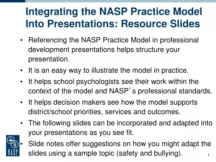 integrating the nasp practice model into presentations resource slides