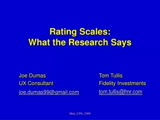 Rating Scales: What the Research Says
