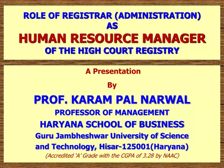 role of registrar administration as human resource manager of the high court registry