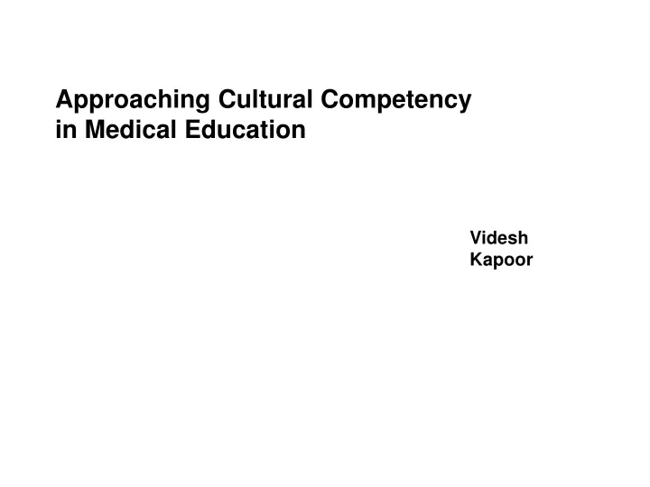 approaching cultural competency in medical