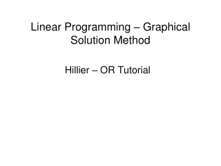 Linear Programming – Graphical Solution Method