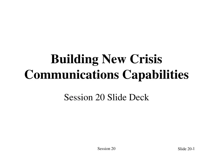 building new crisis communications capabilities
