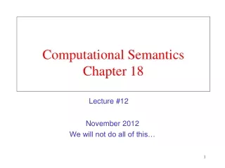 Computational Semantics Chapter 18