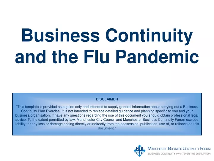 business continuity and the flu pandemic