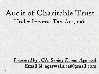 Audit of Charitable Trust Under Income Tax Act, 1961