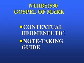 NT(IBS)530 GOSPEL OF MARK