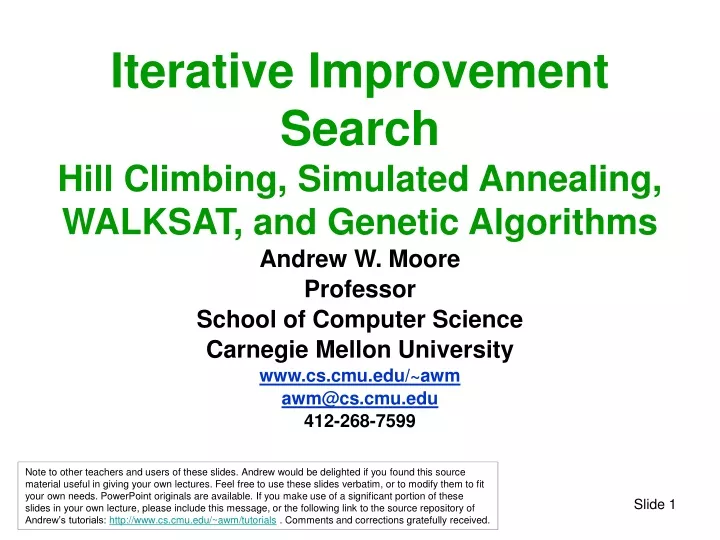 iterative improvement search hill climbing
