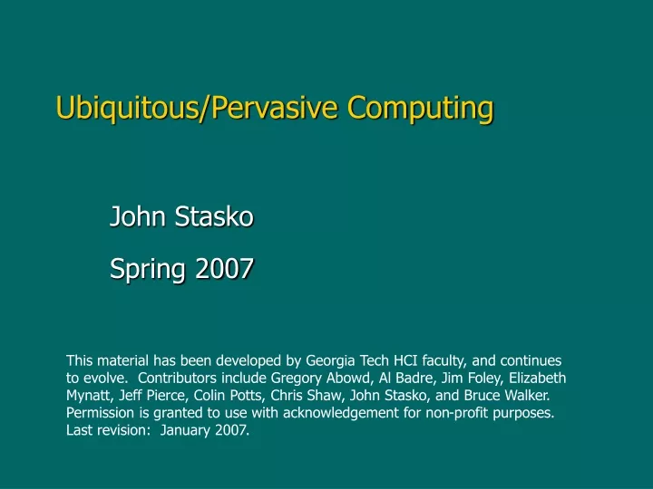 ubiquitous pervasive computing