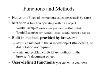 Functions and Methods