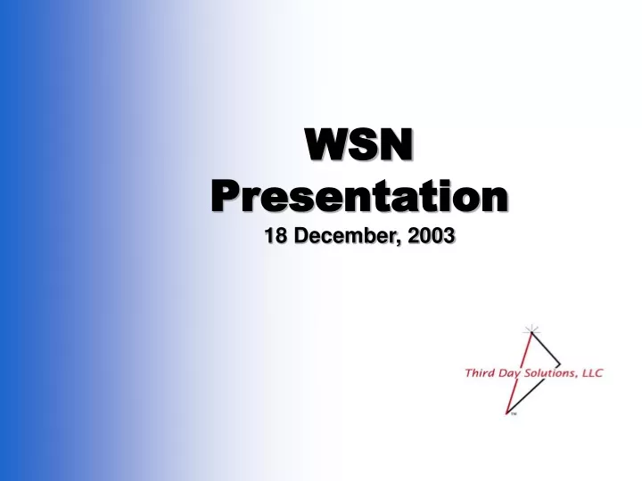 wsn presentation 18 december 2003