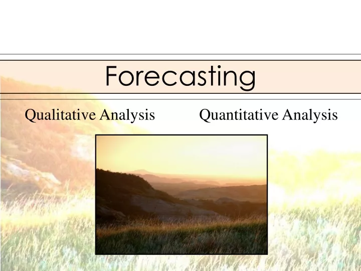 forecasting