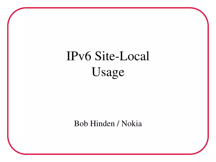 ipv6 site local usage
