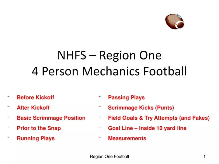 nhfs region one 4 person mechanics football