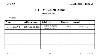 ITU IMT-2020 Status
