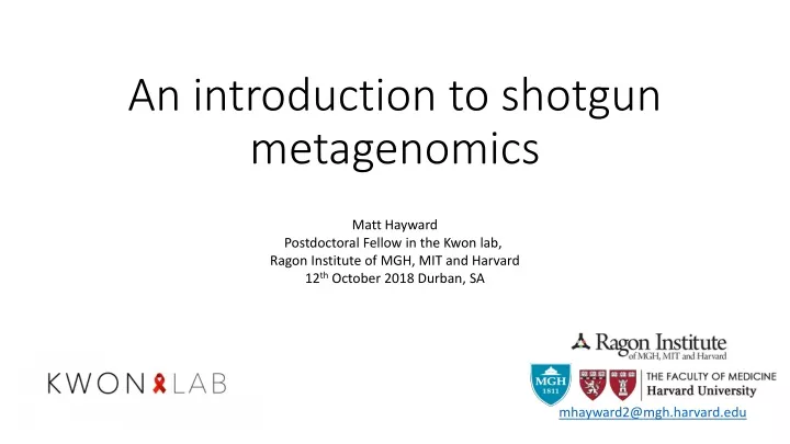 an introduction to shotgun metagenomics