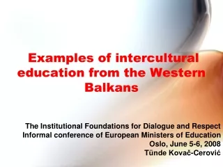 Examples of intercultural education from the Western Balkans