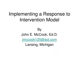 Implementing a Response to Intervention Model