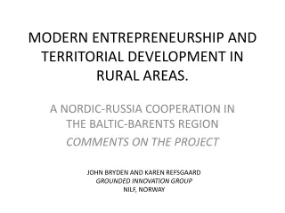 MODERN ENTREPRENEURSHIP AND TERRITORIAL DEVELOPMENT IN RURAL AREAS.