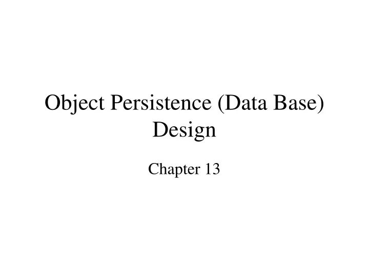 object persistence data base design