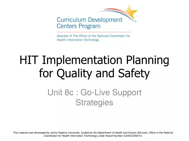 hit implementation planning for quality and safety