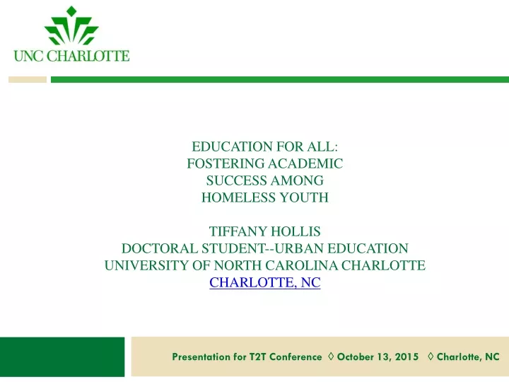 presentation for t2t conference october 13 2015 charlotte nc