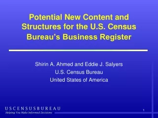 Potential New Content and Structures for the U.S. Census Bureau’s Business Register