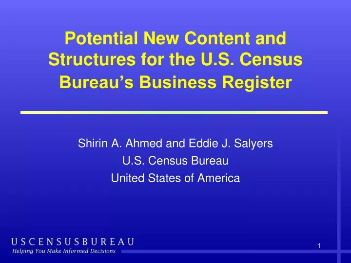 potential new content and structures for the u s census bureau s business register
