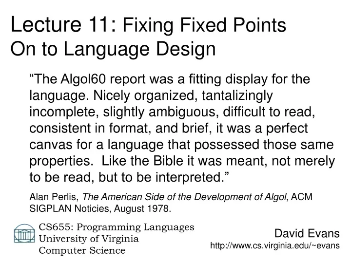 david evans http www cs virginia edu evans