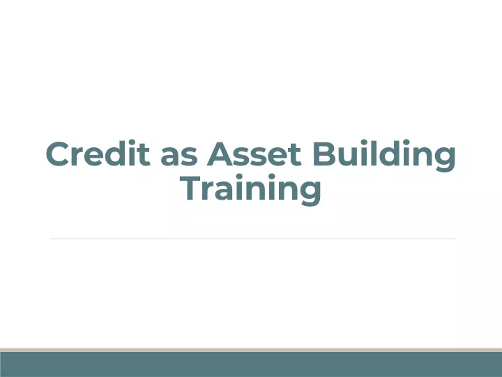 credit as asset building training