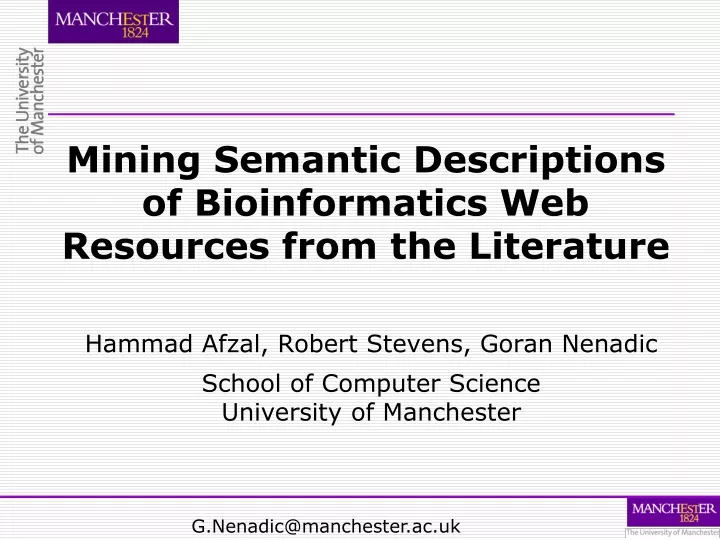mining semantic descriptions of bioinformatics web resources from the literature